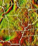Part of the gravity map of the US
